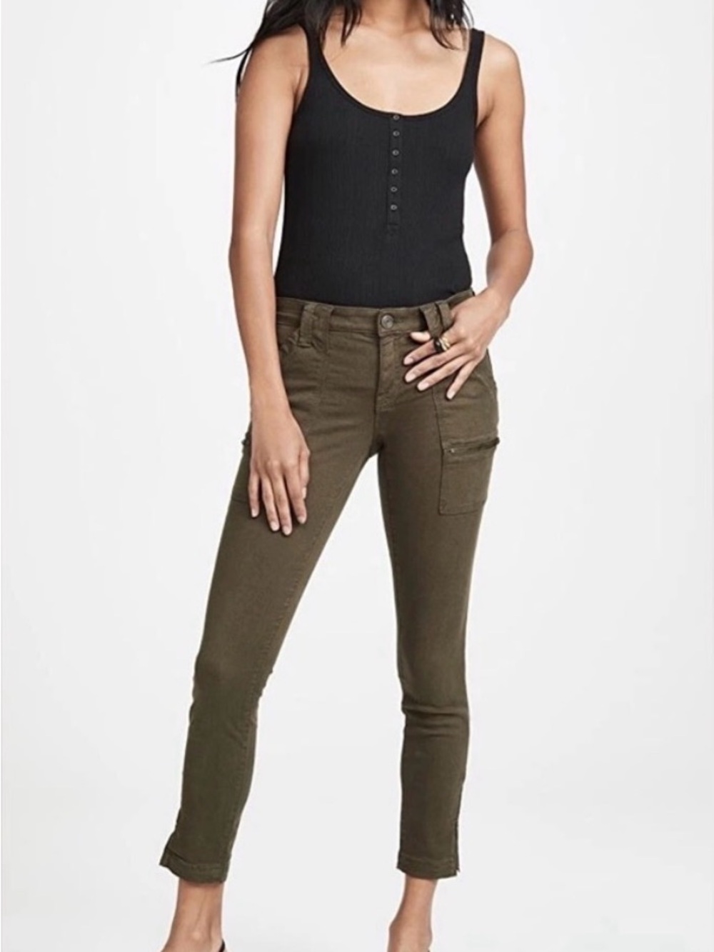 Joie Olive Green Cargo-Style Skinny Jeans